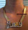 14K Gold Overlay 10mm Oversized HERRINGBONE Name Necklace- Huge 3 inch name